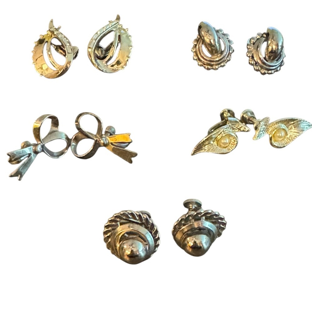 Silver Tone Vintage Earrings Bundle​‎